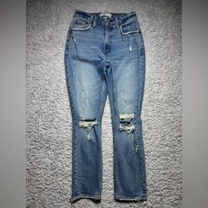 Abercrombie and Fitch Jeans Womens 00 Curve Love Mom High Rise Distressed Light
